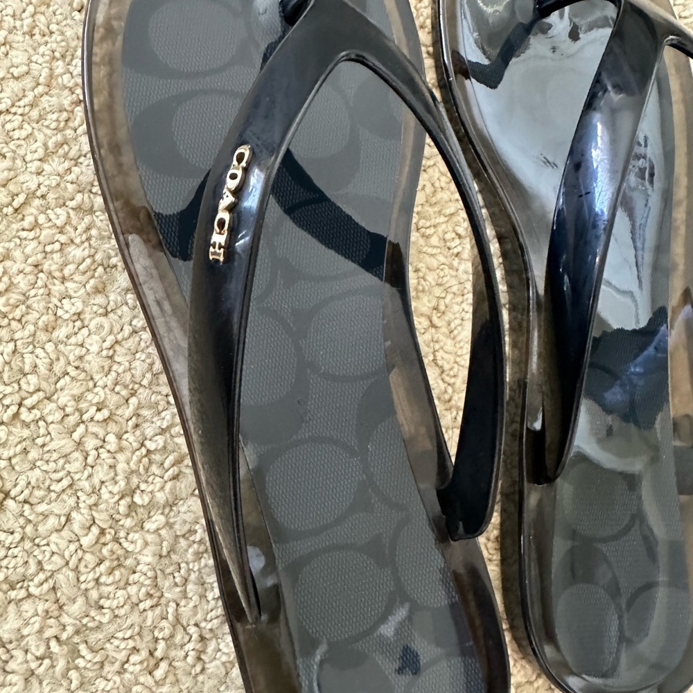 Coach Black Glossy Sandals - Picture 4 of 7